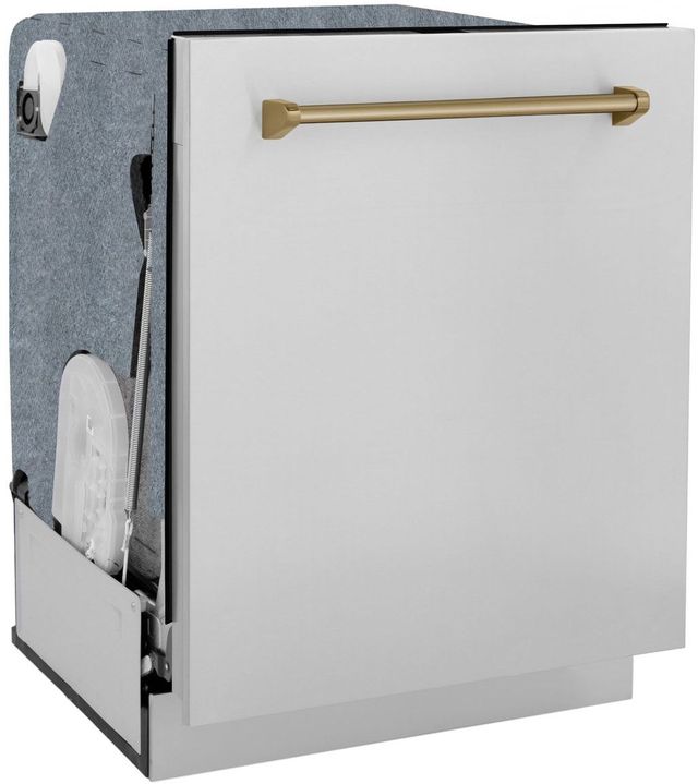 ZLINE Autograph Edition 24" Stainless Steel Built In Dishwasher with Champagne Bronze Handle-2