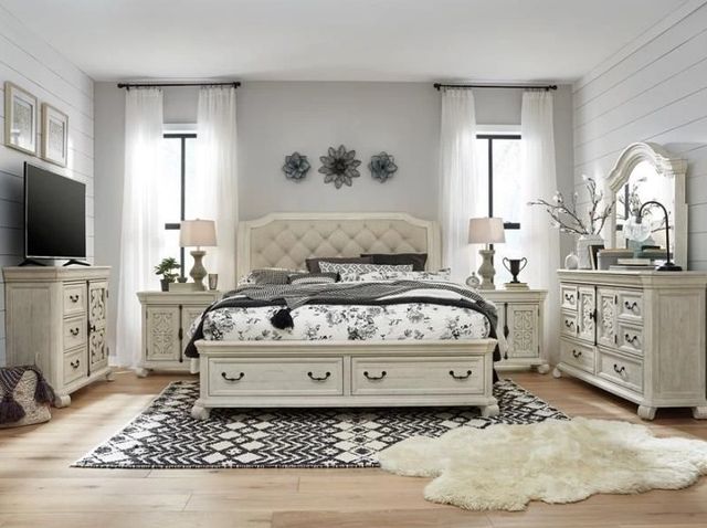 Magnussen Home® Bronwyn Alabaster Upholstered Queen Sleigh Storage Bed-1
