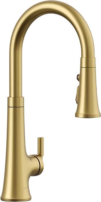 KOHLER® Tone® Vibrant Brushed Moderne Brass Touchless Kitchen Sink Faucet with 3-Function Sprayhead-0