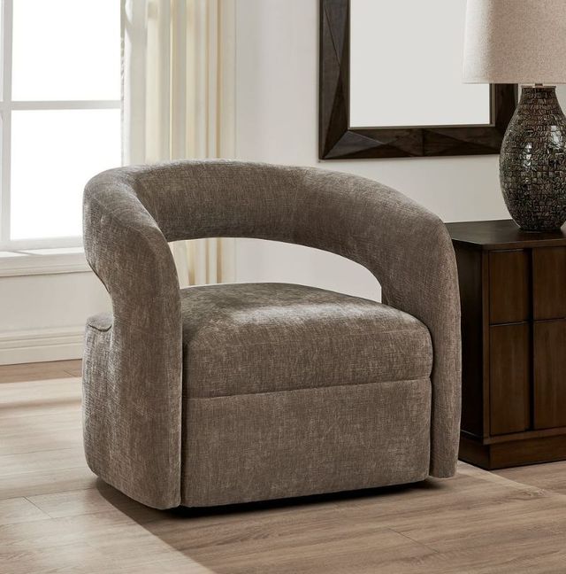 Uttermost® Breis Taupe Velvet Swivel Barrel Chair-2