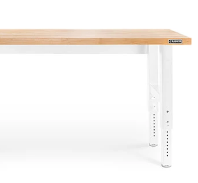 Gladiator® Brown 6' Adjustable Height Hardwood Workbench Gwith White Metal Legs-1
