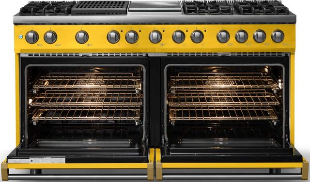 Viking® 5 Series 60" Daffodil Pro Style Dual Fuel (LP) Range with Brushed Brass Trim-1