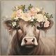 Classy Living Contemplative Blossom Crowned Cow Wall Art-0
