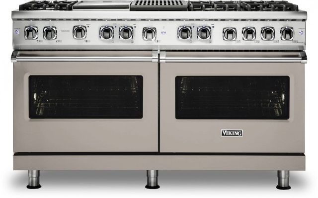 Viking® 5 Series 60" Pacific Grey Pro Style Dual Fuel Natural Gas Range with 12" Griddle and 12" Grill-0