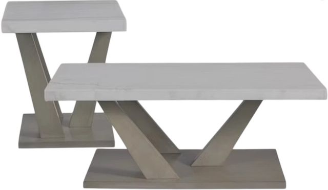 Elements International Greta 2-Piece Gray Occasional Table Set-0