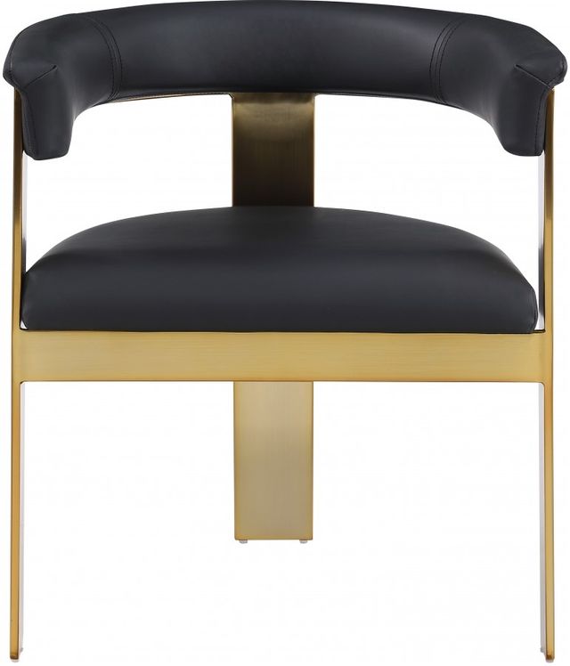 Meridian Furniture Romeo Black/Brushed Gold Vegan Leather Dining Chair-2