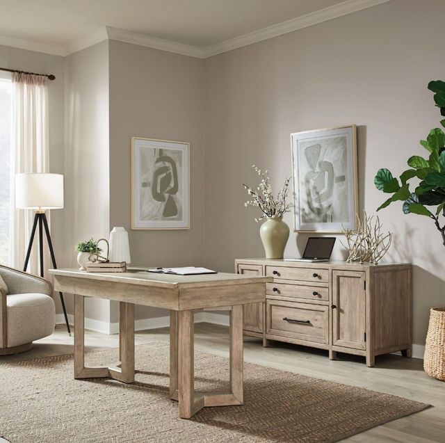 Liberty Furniture Proximity Place 2-Piece Barley Buff Desk and Credenza Set-1