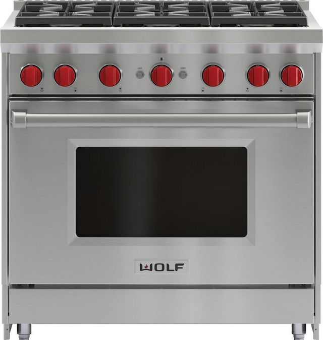 Wolf® 36" Stainless Steel Pro Style Natural Gas Range