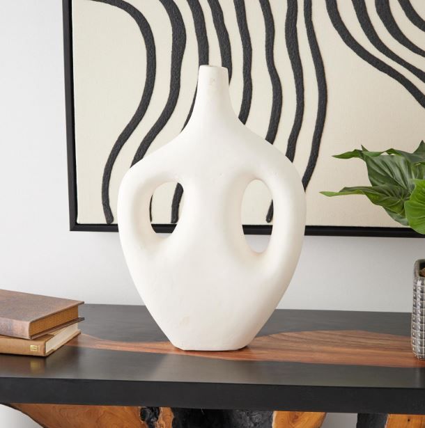 Deco Marche Beige Abstract Double Handle Decorative Vase-4