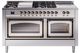 Ilve® Nostalgie II Noblesse 60'' Stainless Steel Pro Style Dual Fuel Range with Burnished Trim-0