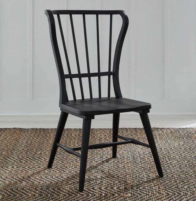 Liberty Furniture River Place Antique Black Windsor Back Side Chair-1