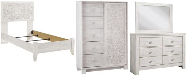 Signature Design by Ashley® Paxberry 4-Piece Whitewash Twin Panel Bed Set-0