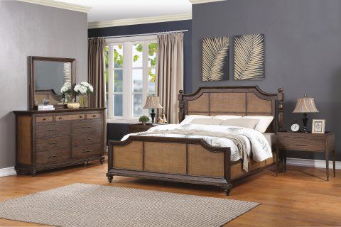 Flexsteel® Wakefield Dark Brown/Rattan California King Bed-1