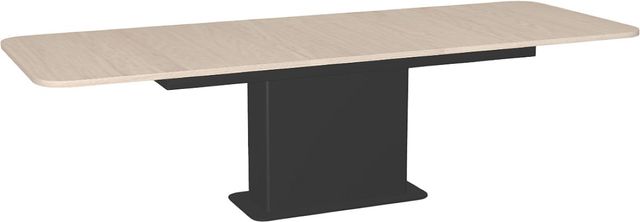 Amisco Customizable Lucarelli 108" Rectangular Extendable Table with 1" White Oak Veneer Top, Radius Corners and 1 Leaf-1