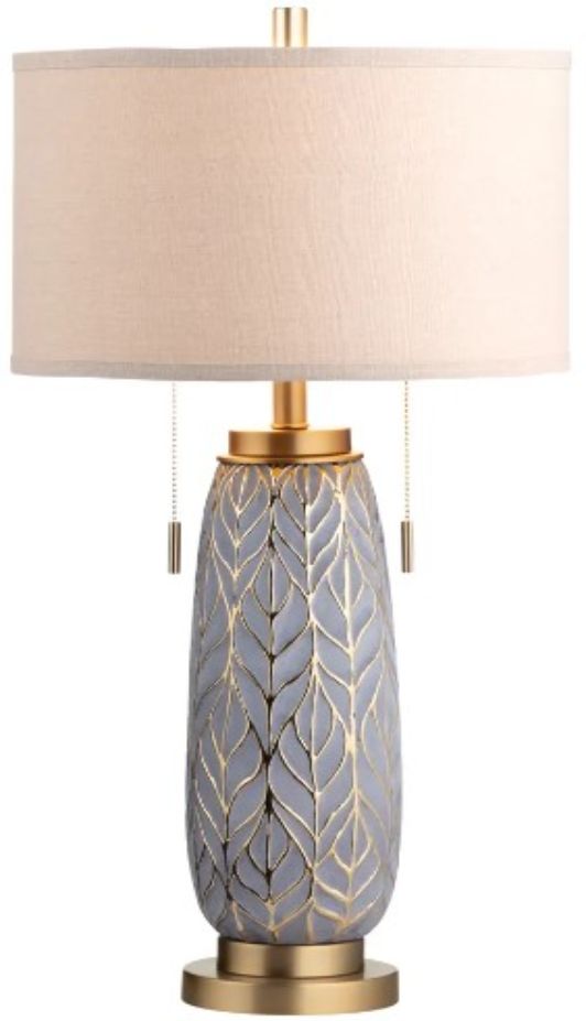 Crestview Collection Nessa Gray Carved Leaves Twin Pull Chains Table Lamp-1