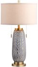 Crestview Collection Nessa Gray Carved Leaves Twin Pull Chains Table Lamp-1