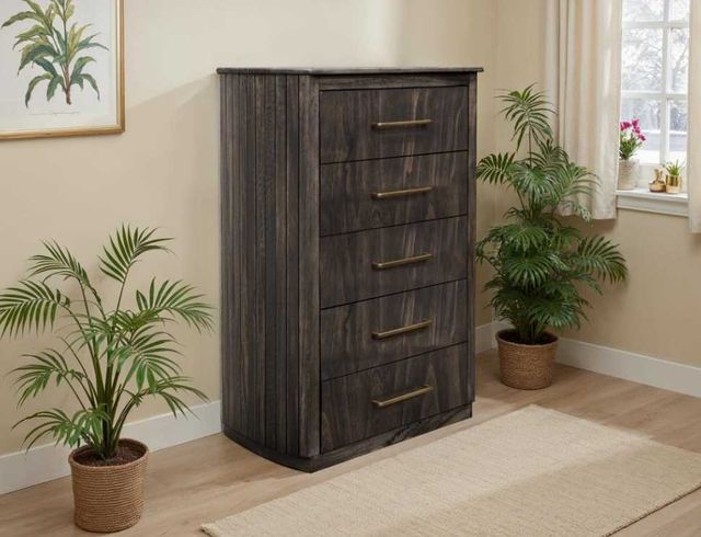 International Furniture Direct Dark Mezquite Black Curved Chest-1