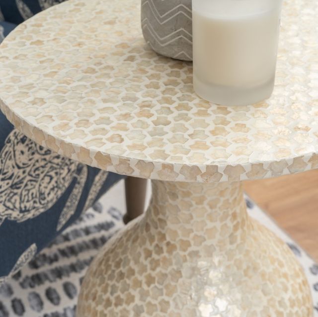 Linon Capiz Cream Hourglass Side Table-4