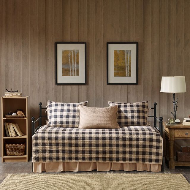 Olliix by Woolrich 5 Piece Tan Day Bed Buffalo Check Cover Set-1