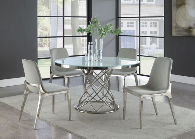 Coaster® Irene 5-Piece Chrome/White Dining Set-0