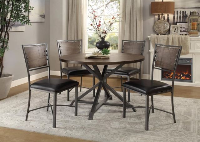 Homelegance® Fideo Burnished Brown Dining Table with Gray Metal Base -1