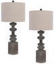 Cal® Lighting & Accessories Blackfoot 2-Piece Pebble/White Table Lamp Set-0
