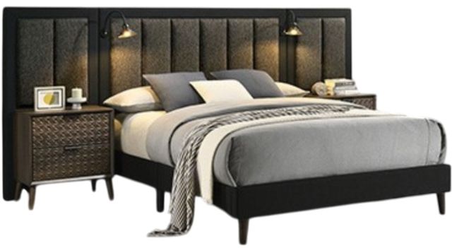 Furniture of America® Chalfont Dark Brown Queen Panel Bed with Wall Panel-0