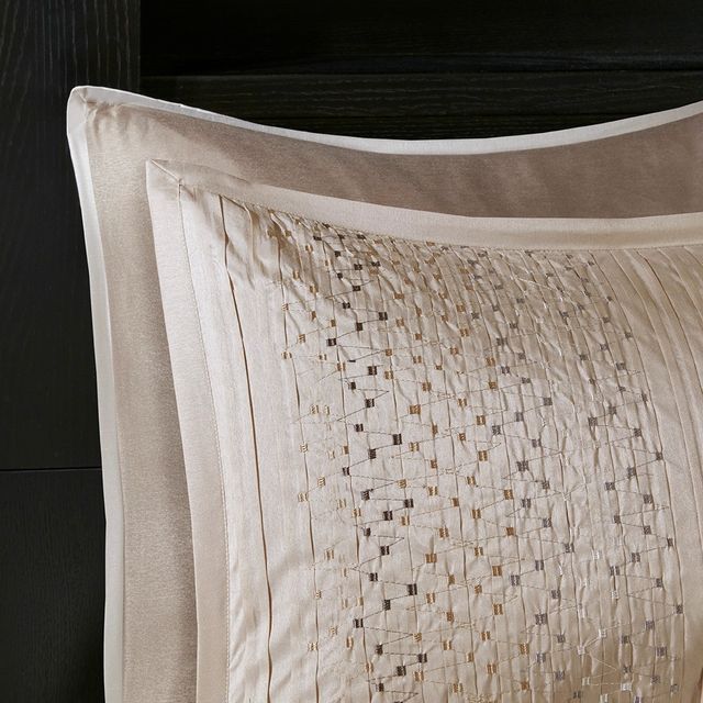 Olliix by Madison Park 8 Piece Natural Queen Camelia Embroidered Comforter Set-2