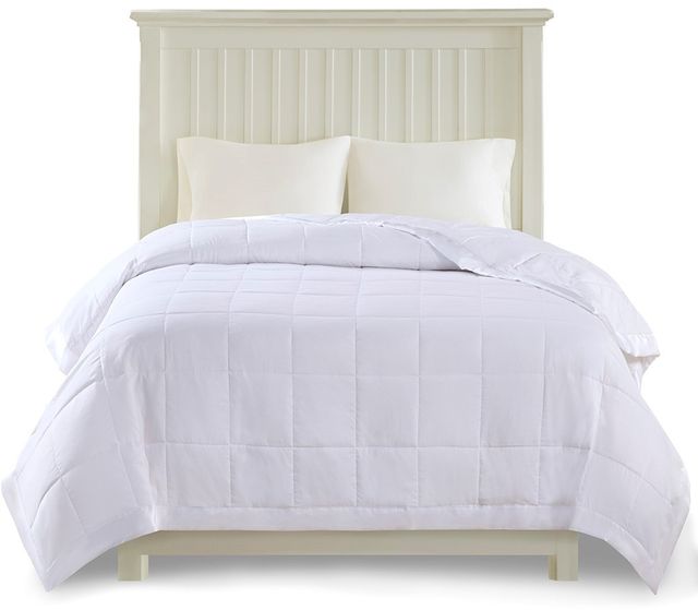 Olliix by Madison Park White All Season Hypoallergenic Microfiber Down Alternative Full/Queen Windom Blanket-3