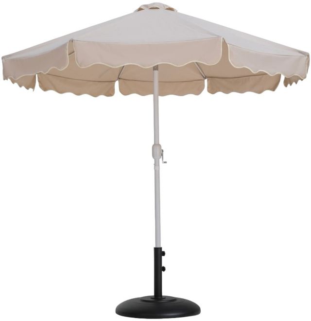 Meridian Furniture Amalfi Beige/White/Black Aluminum Outdoor Patio Umbrella and Round Base-0