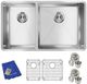 Elkay Crosstown® 5-Piece Polished Satin 31-1/2" x 18-1/2" x 9" 40/60 Double Bowl Undermount Sink Set-2