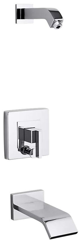 KOHLER® Loure® Rite-Temp® Polished Chrome Bath and Shower Trim Kit with Push-Button Diverter without Showerhead-0