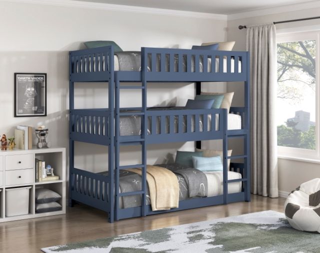 Homelegance® Nora Blue Twin Triple Bunk Bed-1