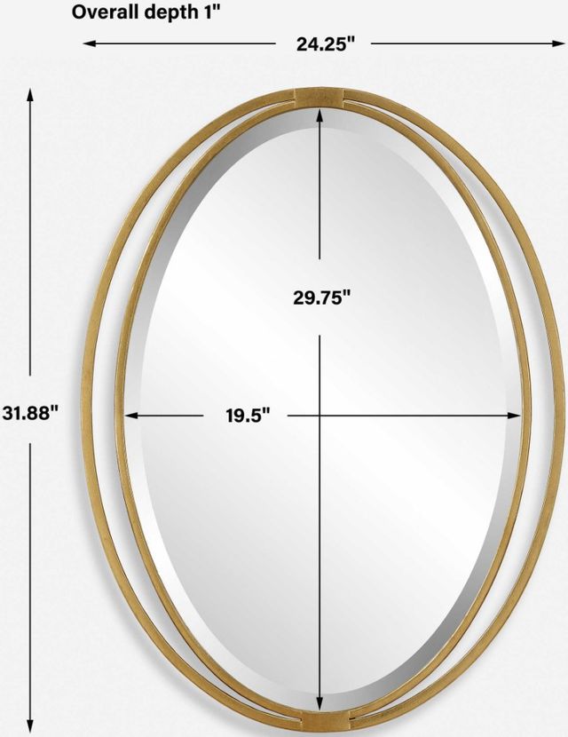 Uttermost® Rhodes Antiqued Metallic Gold Oval Mirror-2