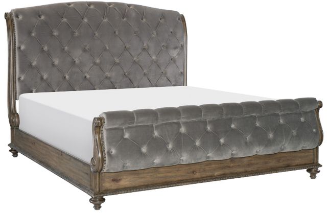 Homelegance® Rachelle Gray/Weathered Pecan Queen Panel Bed-0