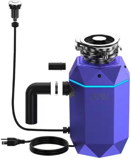 FORNO ACQUA® BrightDIAMOND 1 HP Continuous Feed Amethyst Garbage Disposal with Surround LED and Integrated Air Switch-0