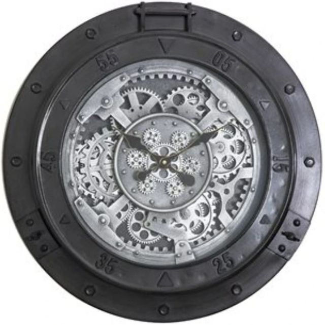 YHD Black Urban Steel Gear Clock-0