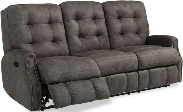 Flexsteel® Devon Gray Charcoal Reclining Sofa-2