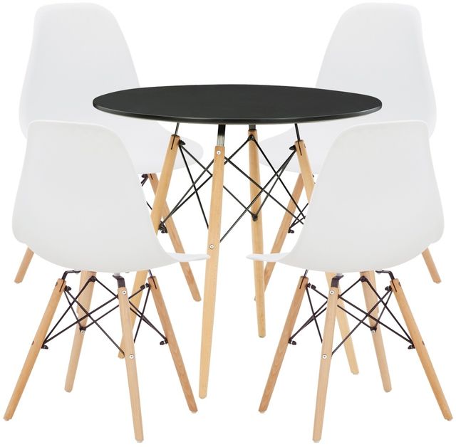 Signature Design by Ashley® Jaspeni 5-Piece Black/Natural/White Dining Table Set-0