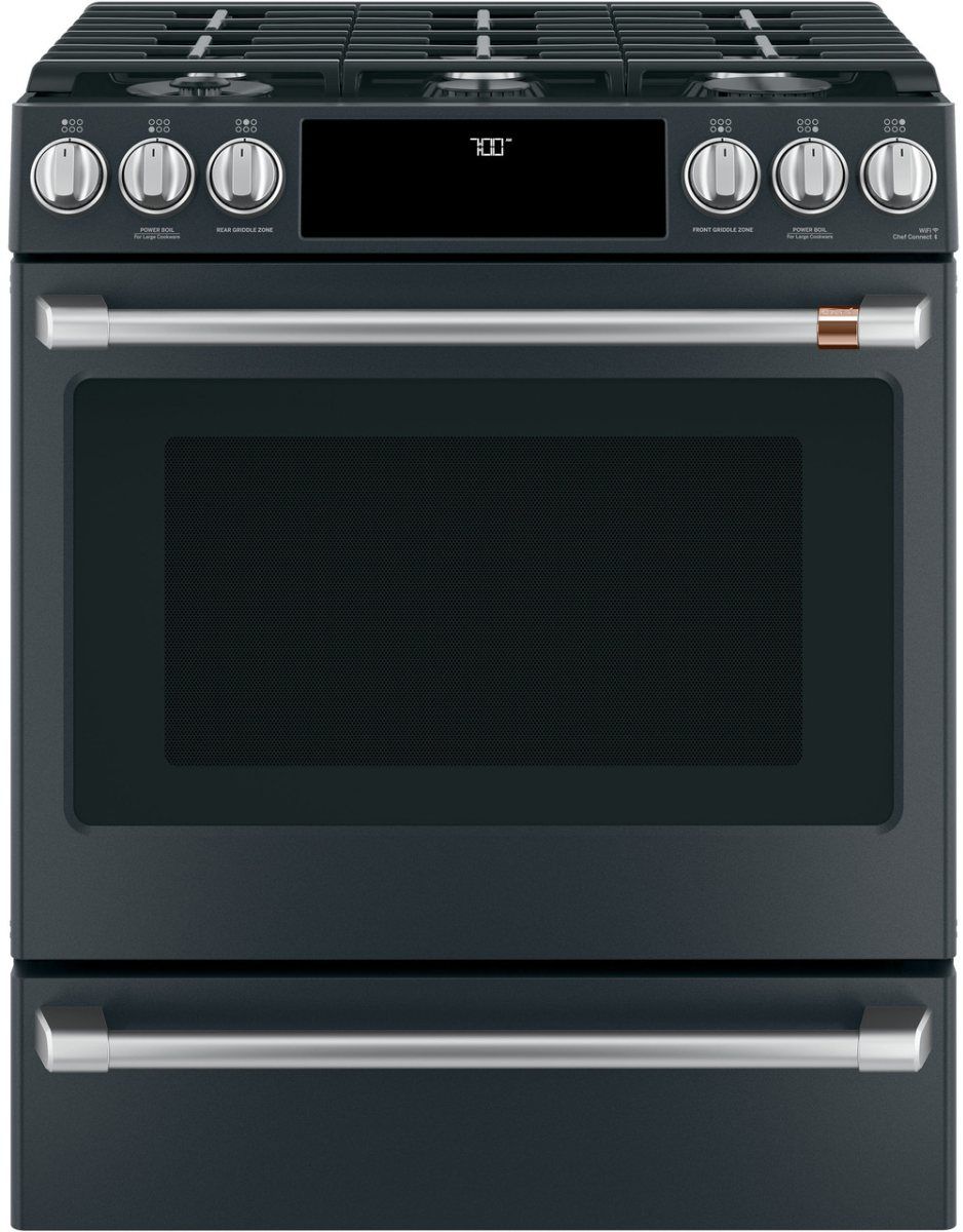 Café™ 30" Matte Black Slide-In Gas Range