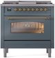 Ilve® Nostalgie II Series 36" Blue Gray Pro Style Dual Fuel Range-3