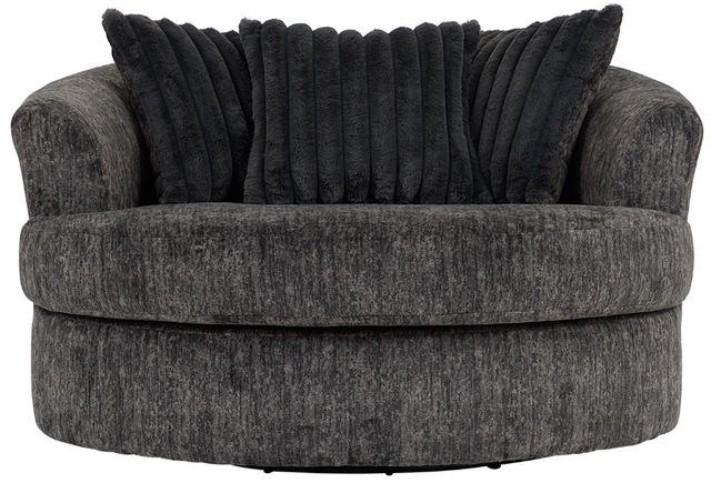 Hughes Furniture® 13650 Galactic Charcoal Barrel Swivel Chair-1