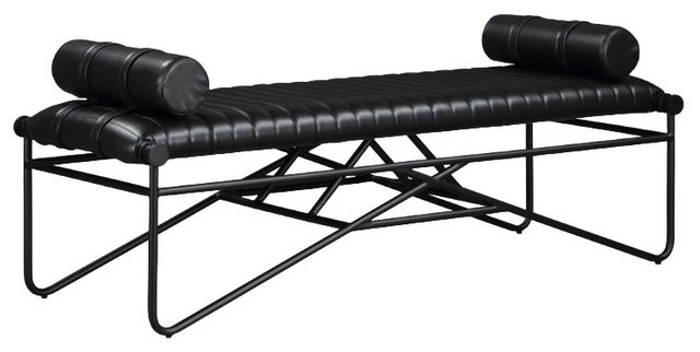 Meridian Furniture Gatsby Black/Matte Black Vegan Leather Bench-0
