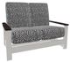 Telescope Casual Leeward Agra Classic/Snow Fabric/Polymer Outdoor MGP Cushion Hidden Motion Loveseat with Chestnut Rustic Polymer Arms-0