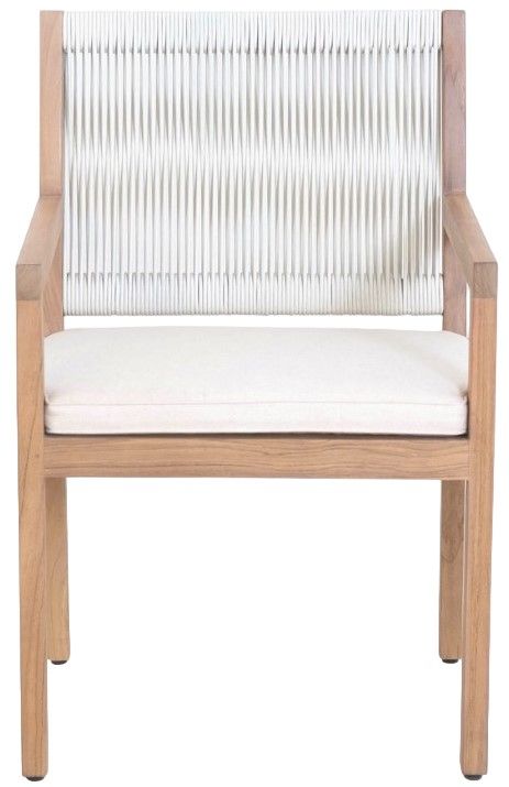 Moe's Home Collection Luce Natural Teak Outdoor Dining Chair with White Cushions-1