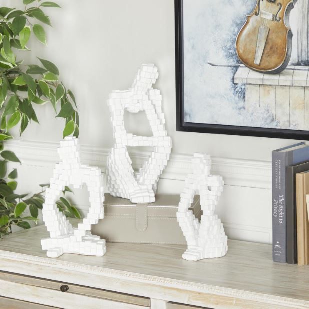 Deco Marche 3-Piece White Sitting Thinker Sculpture Set-4