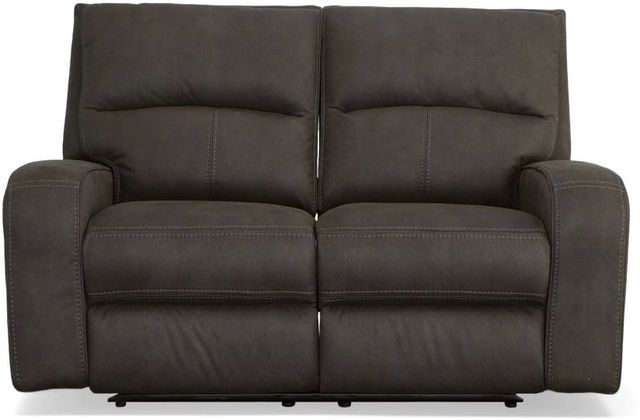 Flexsteel® Nirvana Grey Power Reclining Loveseat with Power Headrests-1