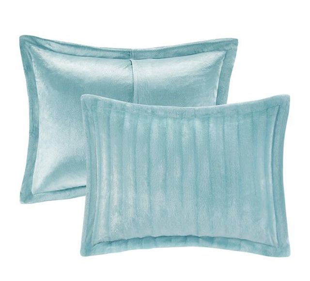 Olliix by Madison Park Duke Aqua King/California King Faux Fur Comforter Mini Set-2