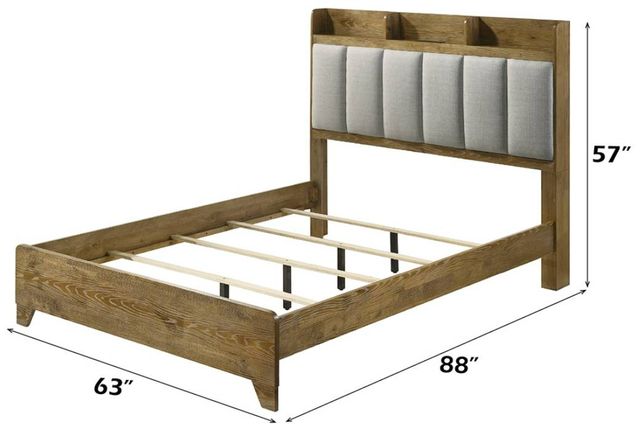 ACME Furniture Garcia Light Aspen Brown Queen Upholstered Panel Storage Bed-2