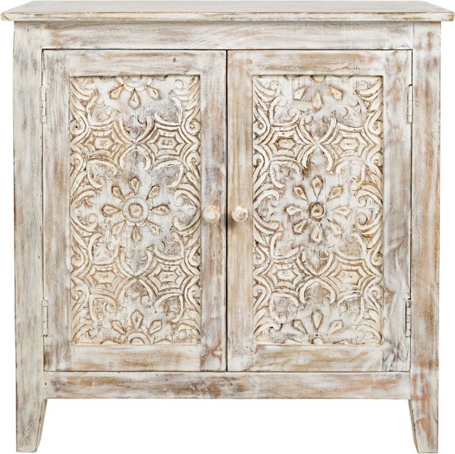 Jofran Inc. Global Archive Chloe Weathered White Accent Cabinet-2